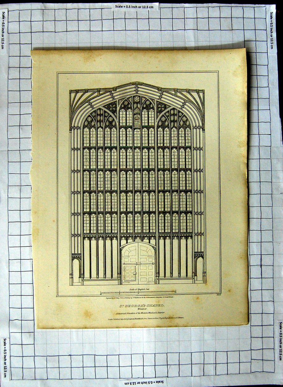 Old Antique Print 1810 St. George'S Chapel Windsor London Shury Mackenzie 19th