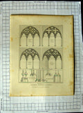 Original Old Antique Print 1811 Cloister Norwich Cathedral Windows Adey Roffe