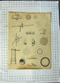 Original Old Antique Print Micrometer Drawings Diagrams Aikman