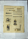 Original Old Antique Print Blow Pipe Instruments Machinery Farey Aikman