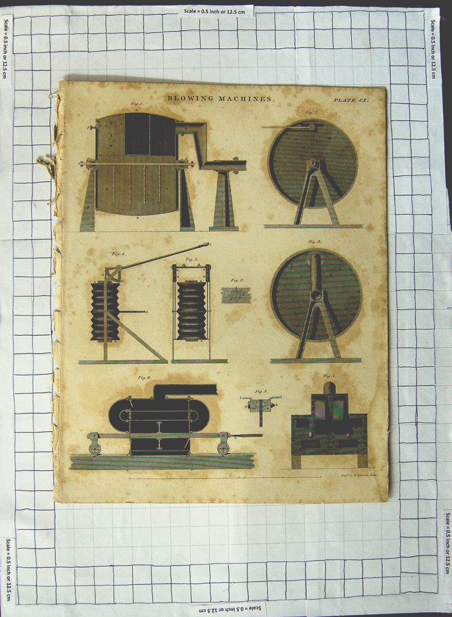 Original Old Antique Print Blowing Machinery Instruments Aikman