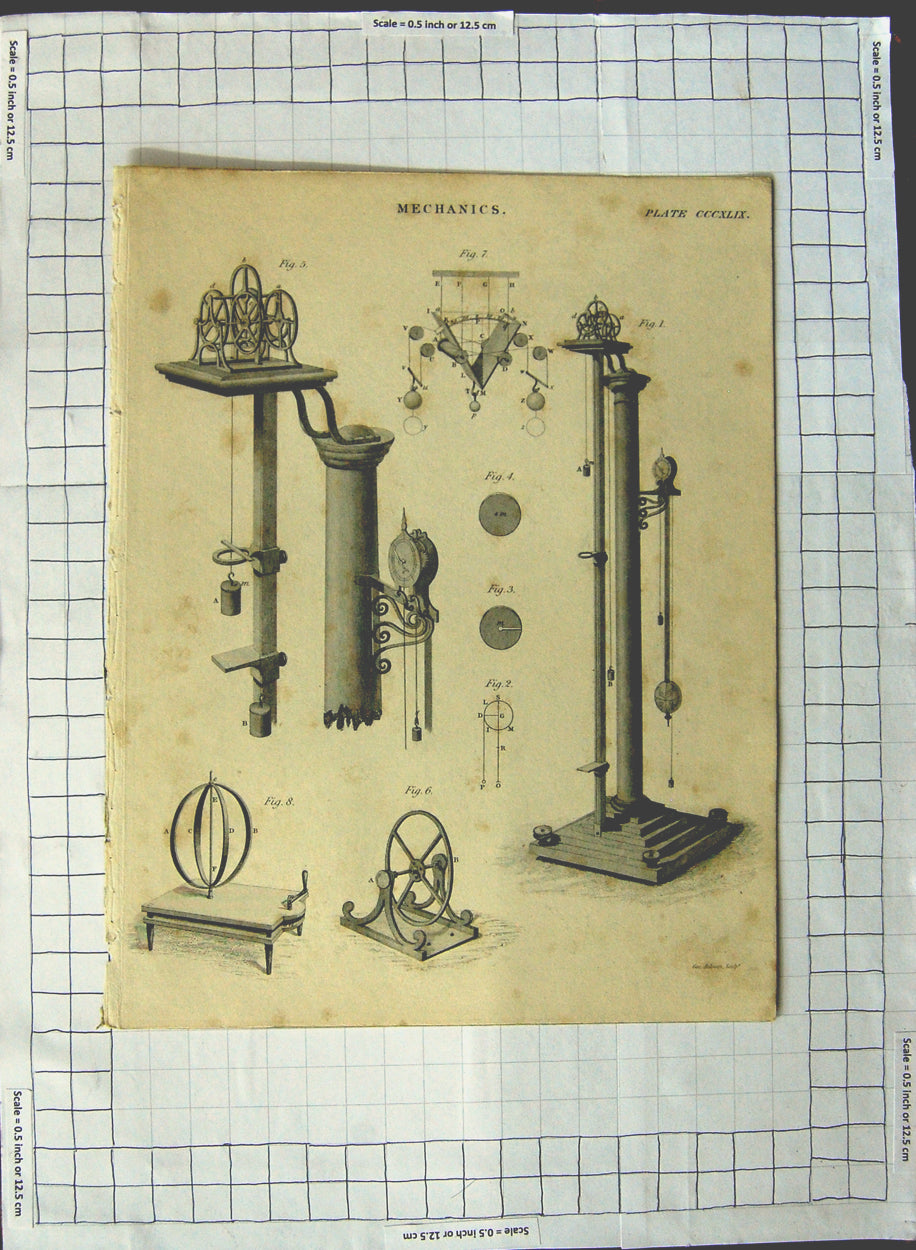 Original Old Antique Print Mechanics Weighing Machinery Aikman