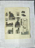 Original Old Antique Print 1809 Furnace Watt Steam Engine Thompson Machinery