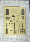 Original Old Antique Print Assaying Instruments Biology Black Edinburgh