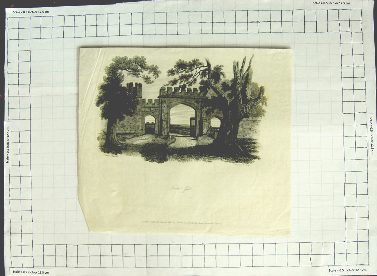 Original Old Antique Print 1813 Sandpit Gate Trees Hakewill Greig 19th Century