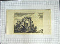 Original Old Antique Print Ruins Castle Architecture Trees