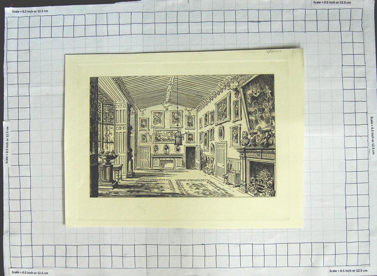 Original Old Antique Print 1882 Interior House Wall Paintings Art Victorian