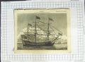 Original Old Antique Print First Rate Ship War With Riggings Lizars Edinburgh