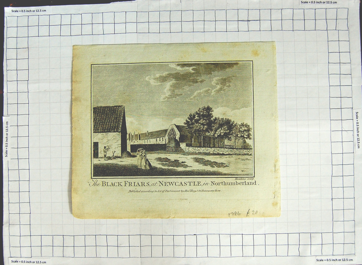 Original Old Antique Print The Blackfriars Newcastle Northumberland Buildings