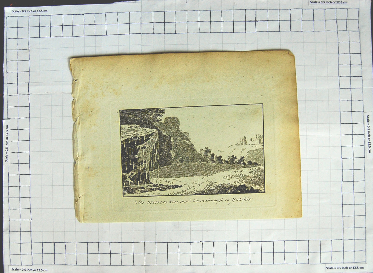 Original Old Antique Print The Dropping Well Knaresborough Yorkshire