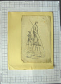 Original Old Antique Print Sketch Shepherds The Landes Men Sticks