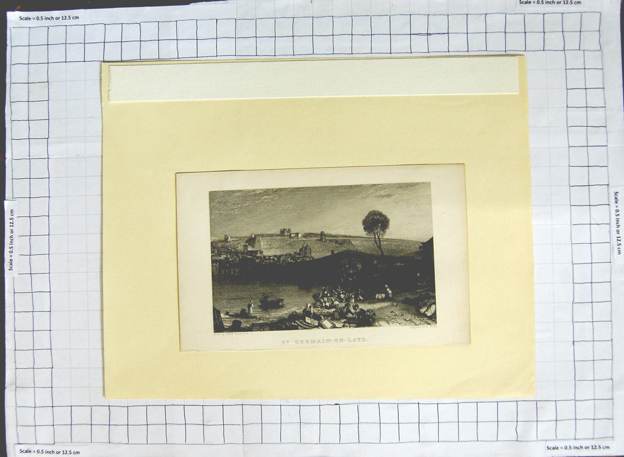 Original Old Antique Print View St. Germain-En-Laye Turner Wallis Engraving