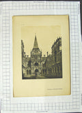 Original Old Antique Print Burleigh Northamptonshire Architecture