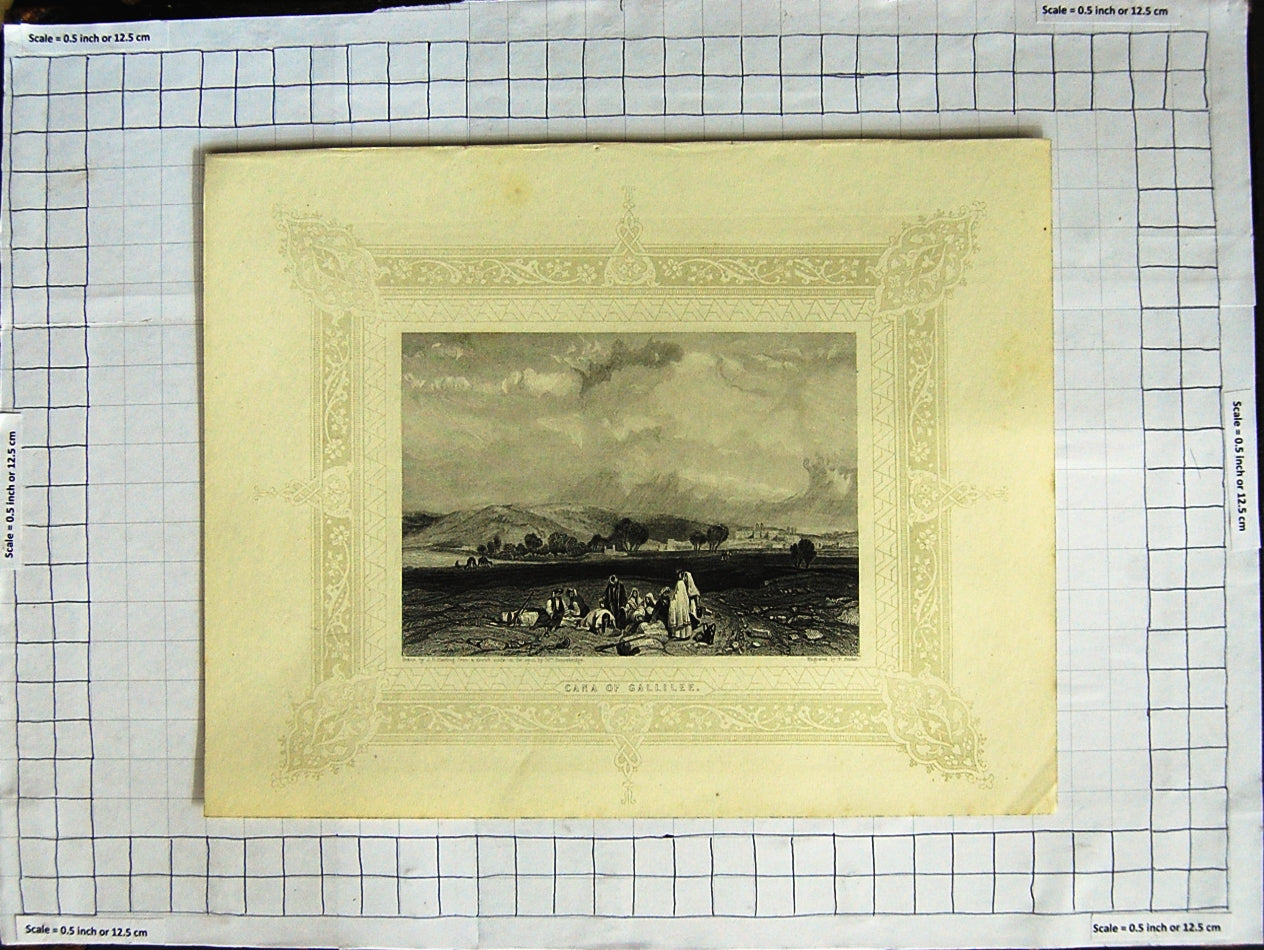 Original Old Antique Print View Cana Gallilee Artist Harding Engraving Finden