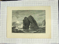 Original Old Antique Print Freshwater Bay Isle Wight Rocks Sea