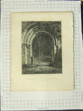 Original Old Antique Print 1813 Buildwas Abbey Shropshire Sketton Aikin Artist