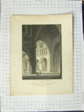 Original Old Antique Print 1812 St. John'S Church Chester Engraving Keux Wild