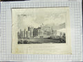 Old Antique Print East Front View Eaton Hall Earl Grosvenor Architecture