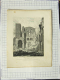 Original Old Antique Print 1813 Lindisfarne Church Durham Rawle Westall 19th
