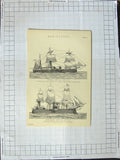 Original Old Antique Print War Ships Alexandra Amiral Duperre Machine Guns