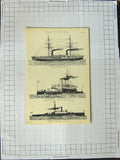 Original Old Antique Print War Ships Iflexible Guns Collingwood Trafalgar