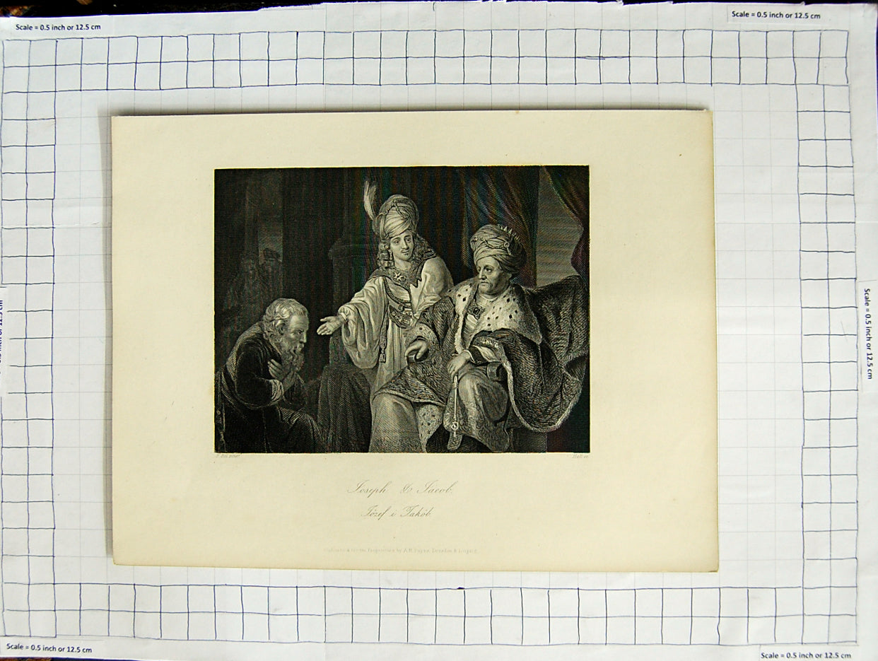 Original Old Antique Print Engraving Joseph Jacob Religion