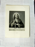 Original Old Antique Print Portrait Jesus Christ Dolce Engraving