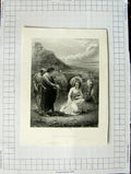 Old Antique Print Scene Ruth Cleaning Farming Ladies Stothard Engraving
