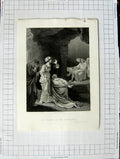 Original Old Antique Print Scene The Marys At The Sepulchre Smirk Read