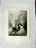 Original Old Antique Print Engraving Scene Manoah'S Sacrifice