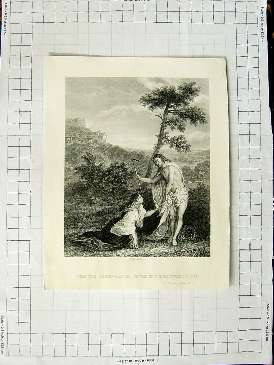 Old Antique Print Scene Christ'S Appearance After His Resurrection Titian