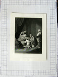 Original Old Antique Print Engraving Scene Jacob'S Blessing Rogers West