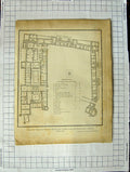 Original Old Antique Print Plan Ground Floor Upper Ward Windsor Castle London