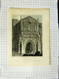 Old Antique Print 1811 Porch Nicholas Chapel Lynn Norfolk Noble Mackenzie 19th