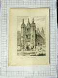 Original Old Antique Print 1809 View West Stow Hall Suffolk Rawle Smith 19th