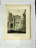 Original Old Antique Print 1813 View Lindisfarne Church Durham Rawle Westall