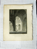 Old Antique Print 1812 St. John'S Church Chester Keux Wild Architecture 19th