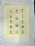 Original Old Antique Print A Plate Heraldry Crests C1790-C1900 Cross Shapes