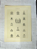 Original Old Antique Print A Plate Heraldry Crests C1790-C1900 Wheel Shapes