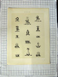 Original Old Antique Print A Plate Heraldry Crests C1790-C1900 Armour Crowns