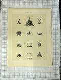 Original Old Antique Print A Plate Heraldry Crests C1790-C1900 Weighing Scales