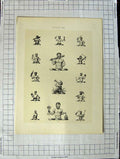 Original Old Antique Print A Plate Heraldry Crests C1790-C1900 Human Men Bodies