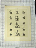 Original Old Antique Print A Plate Heraldry Crests C1790-C1900 Men Armour 18th