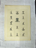 Original Old Antique Print Ref.422 A Heraldry Crests C1790-C1900 Hands Weapons