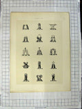 Original Old Antique Print A Plate Heraldry Crests C1790-C1900 Animals Paws