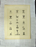 Original Old Antique Print A Plate Heraldry Crests C1790-C1900 Crown Cups 18th