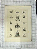 Original Old Antique Print A Plate Heraldry Crests C1790-C1900 Church Bridge