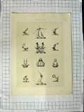 Original Old Antique Print A Plate Heraldry Crests C1790-C1900 Arms Weapons