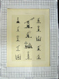 Original Old Antique Print Ref.446 A Heraldry Crests C1790-C1900 Arms Weapons