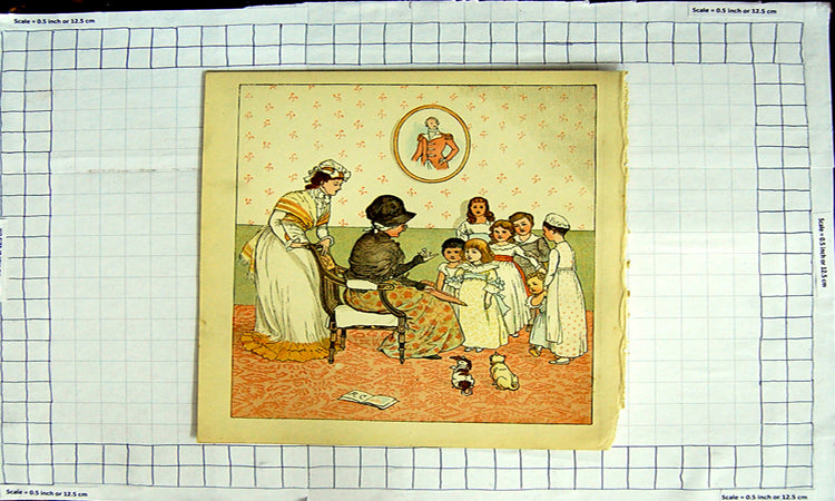Original Old Antique Print Colour Nursery Rhyme Sing A Song For Sixpence